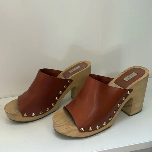 H&M Studded Mules Wooded Sole - Picture 2 of 4